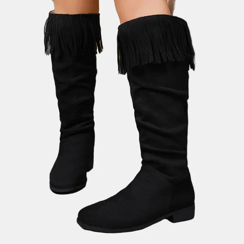 Calla | Buty do kolan z frędzlami