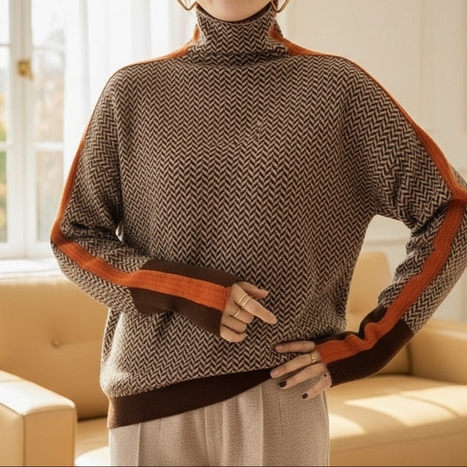 Eleanor | Sweter z golfem w jodełkę Luxe