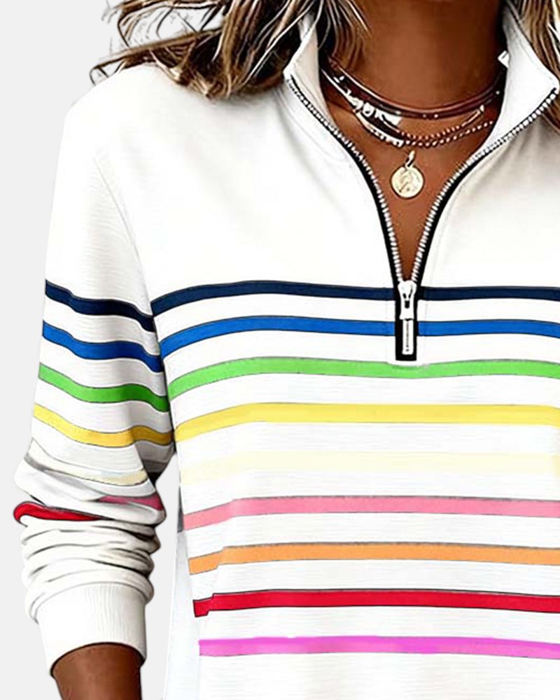 Vienna | Bluza z zamkiem w tęczowe paski