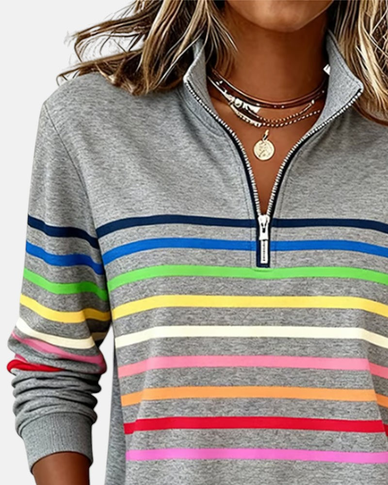 Vienna | Bluza z zamkiem w tęczowe paski
