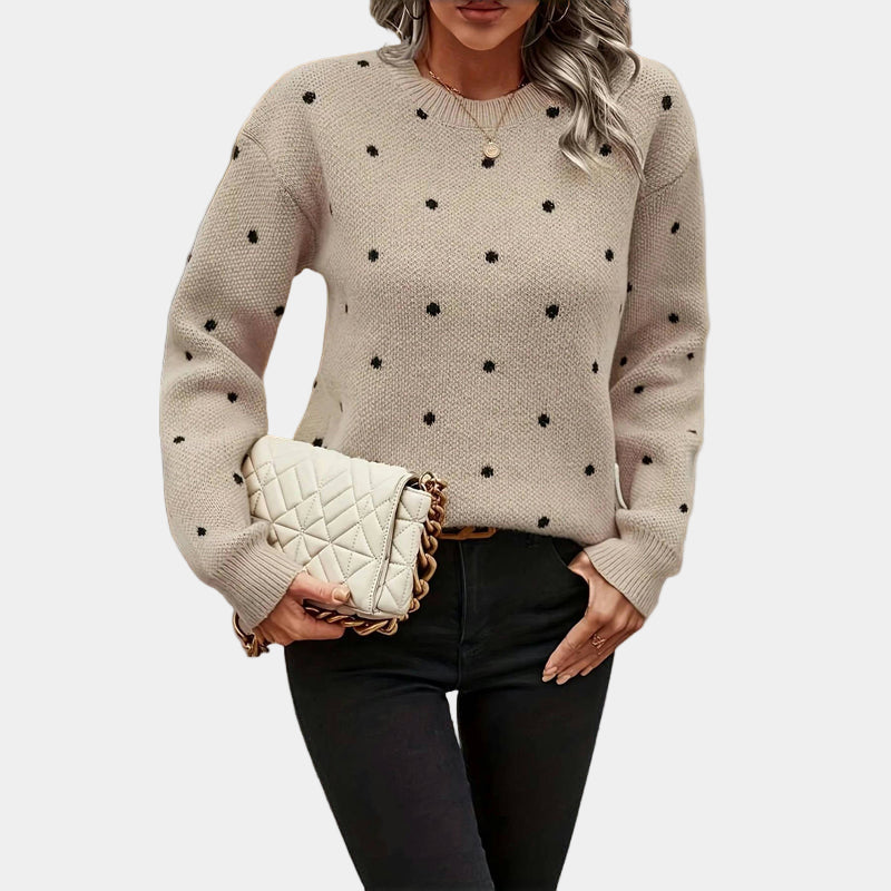 Darielle | Elegancki sweter z dzianiny w groszki