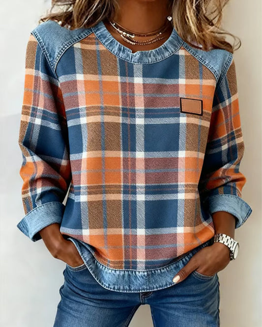 Ivy | Bluza z patchworkiem w kratkę