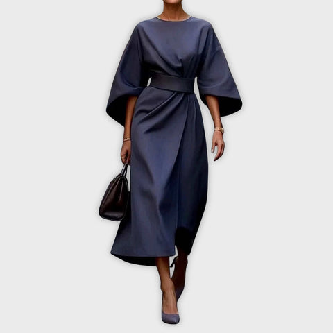 Olivia | Elegancka sukienka z paskiem i rękawami typu dolman