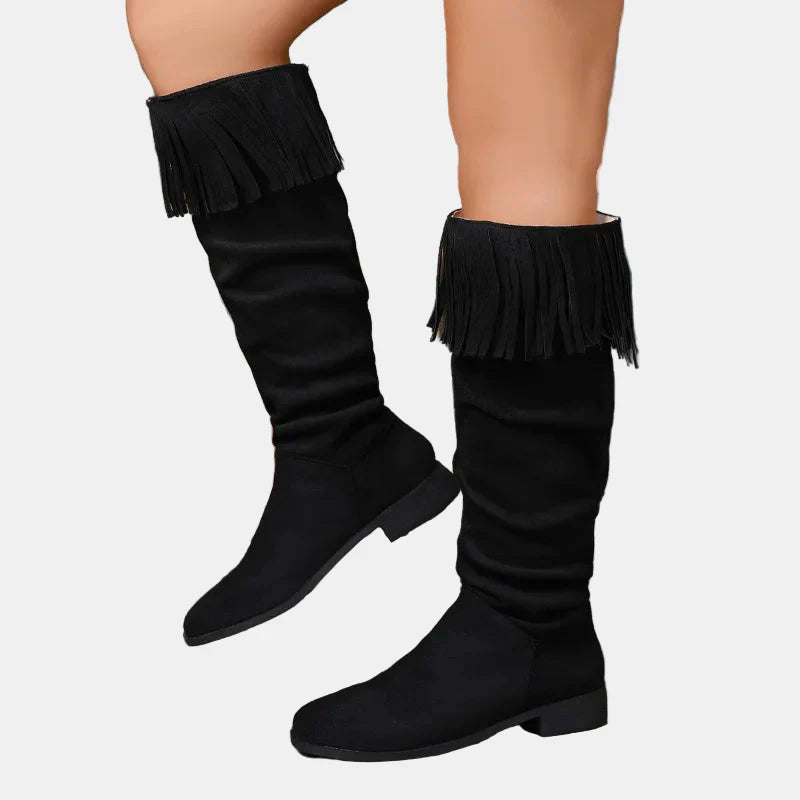 Calla |  Buty do kolan z frędzlami