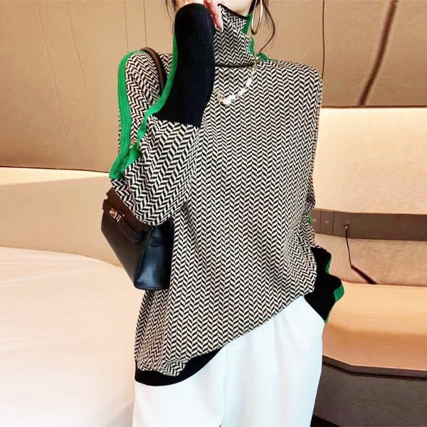 Eleanor | Sweter z Golfem „Herringbone Luxe”