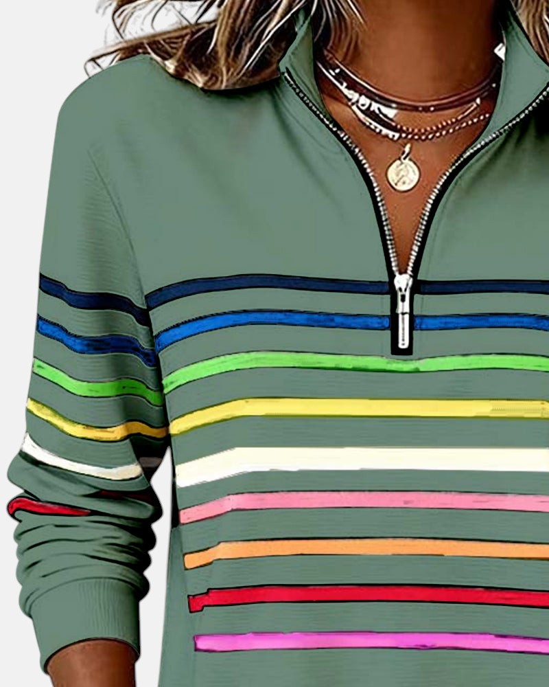 Vienna | Bluza z zamkiem w tęczowe paski