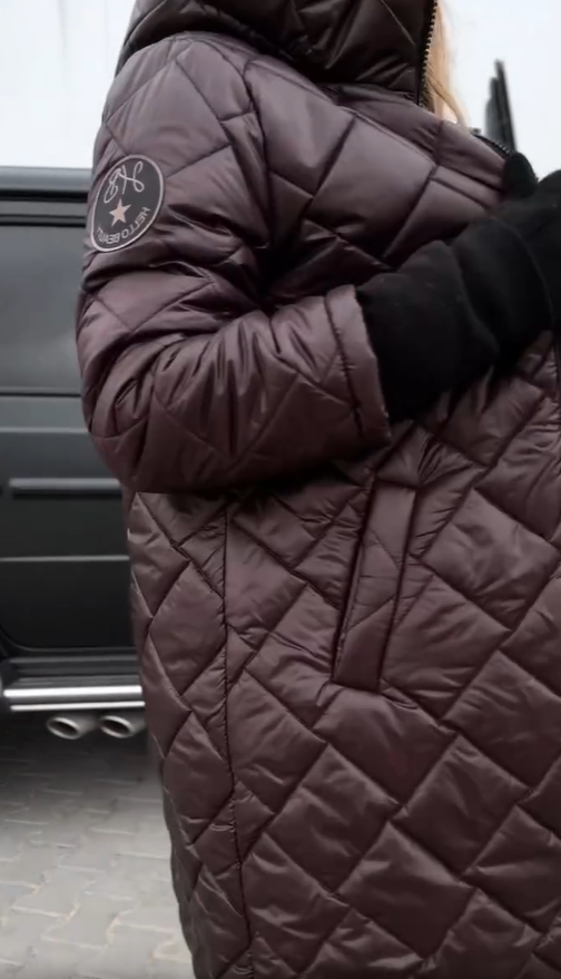Bogna | Elegancka pikowana kurtka zimowa z kapturem