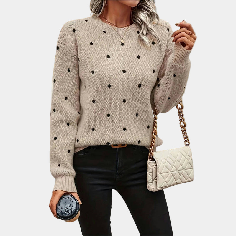 Darielle | Elegancki sweter z dzianiny w groszki