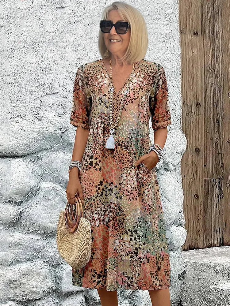 Althea | Elegancka Sukienka Midi w Kwiat