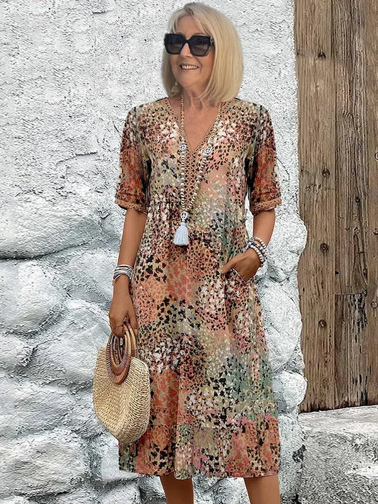 Althea | Elegancka Sukienka Midi w Kwiat