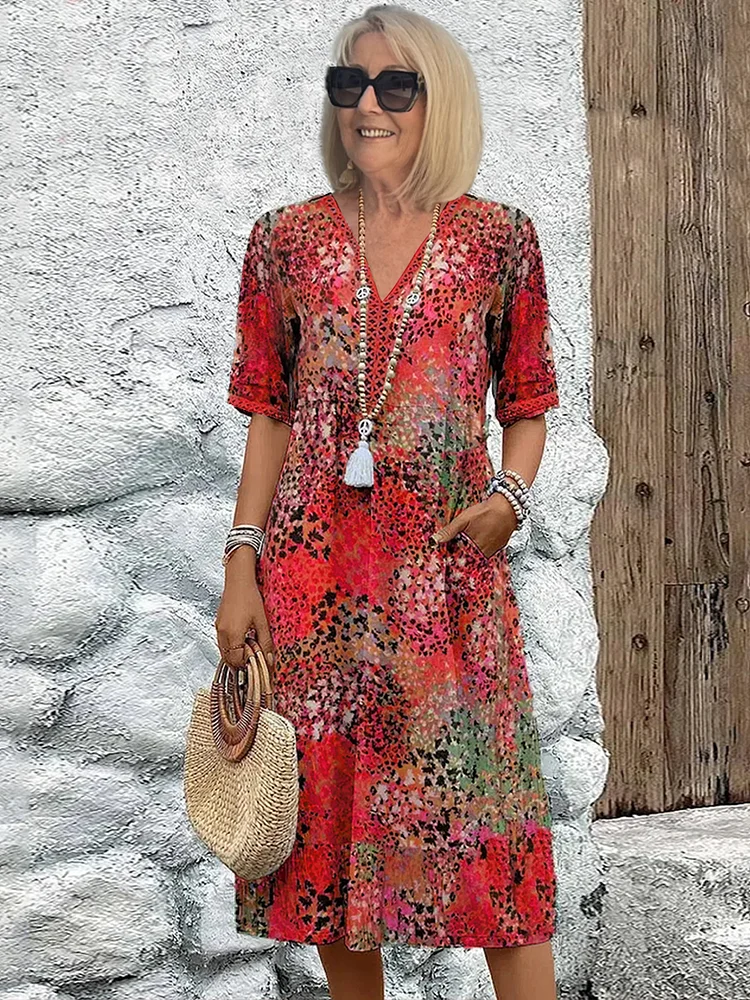 Althea | Elegancka Sukienka Midi w Kwiat