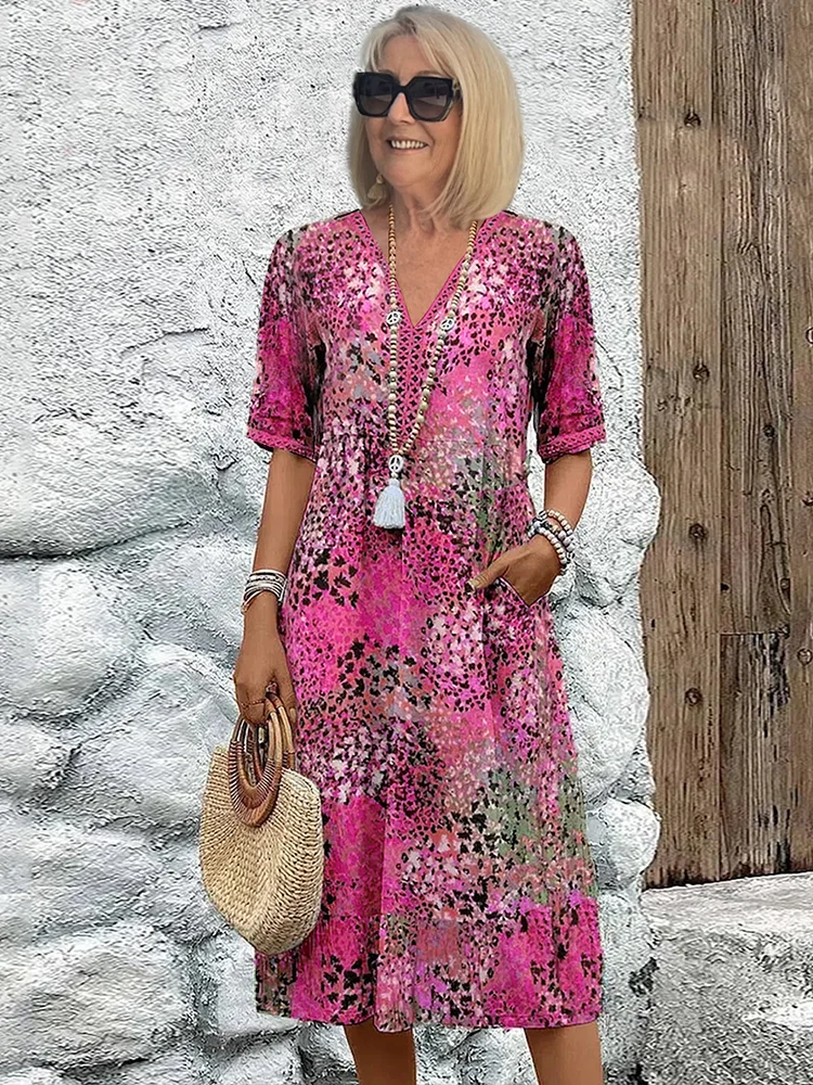 Althea | Elegancka Sukienka Midi w Kwiat