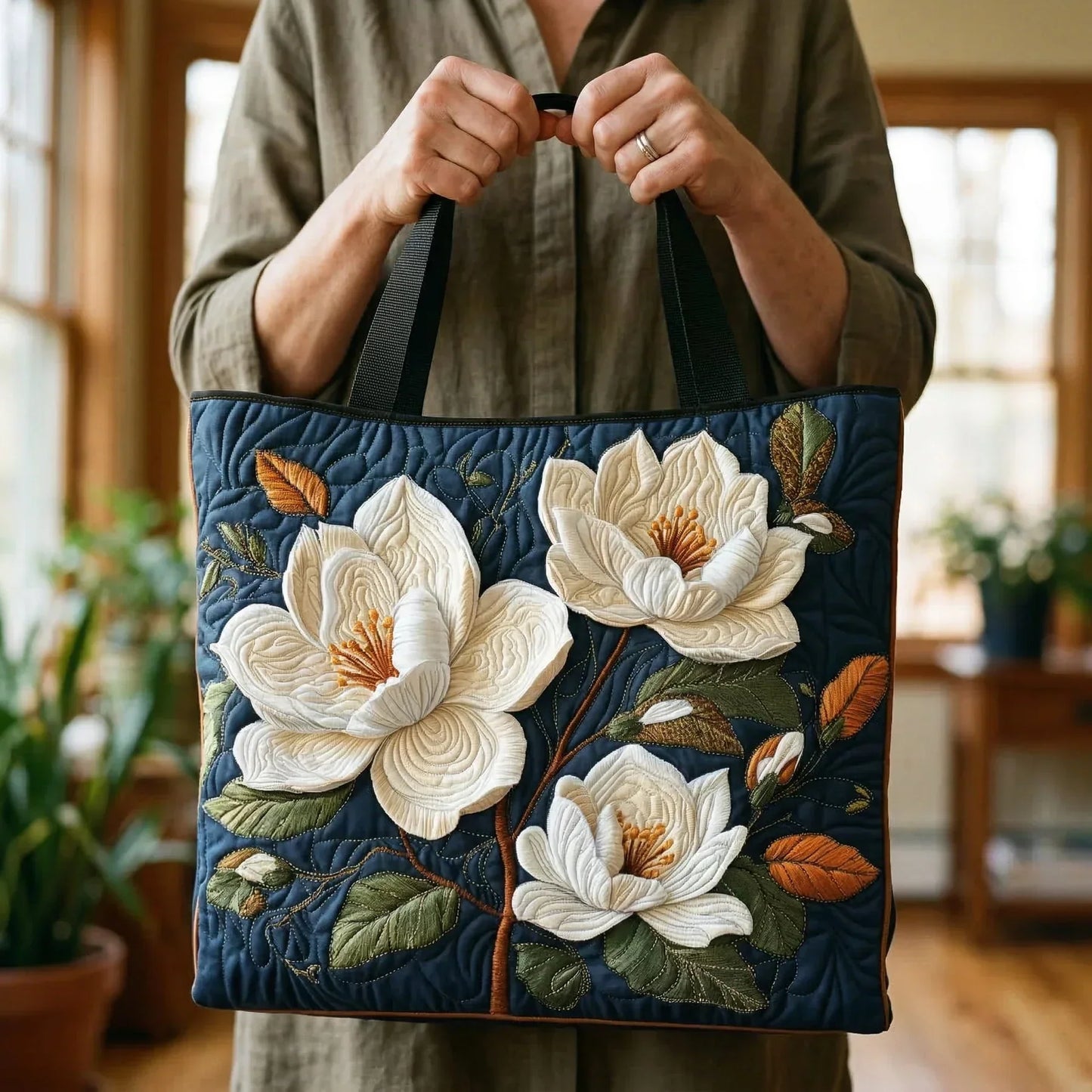 Ręcznie Szyta Pikowana Torba – Magnolia Delicata