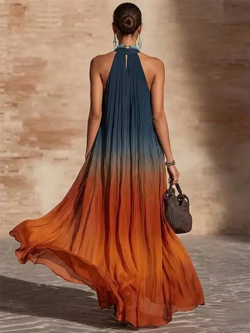 Paula | Zwiewna sukienka maxi w gradientowym ombre